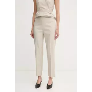 Sandro Ferrone pantaloni femei, culoarea bej, mulata, high waist, S23XBEBERILLIO imagine