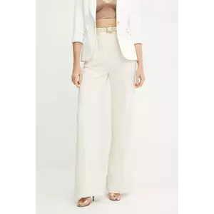 Elisabetta Franchi pantaloni femei, culoarea bej, drept, high waist, PA09552E2 imagine