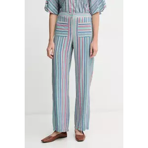 Hoss Intropia pantaloni femei, culoarea turcoaz, drept, high waist, 6549017 imagine