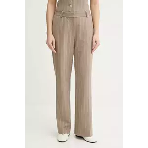 Samsoe Samsoe pantaloni SALARA femei, culoarea bej, drept, high waist, F25100183 imagine