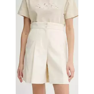 A.P.C. pantaloni scurți din bumbac short orlane femei, culoarea bej, uni, high waist, COHFU.F10214 imagine
