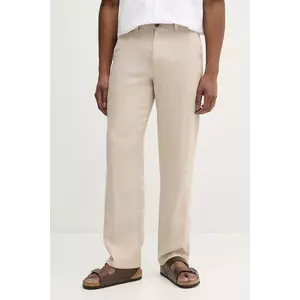 Michael Kors pantaloni din in barbati, culoarea bej, drept, CS5304BBEY imagine