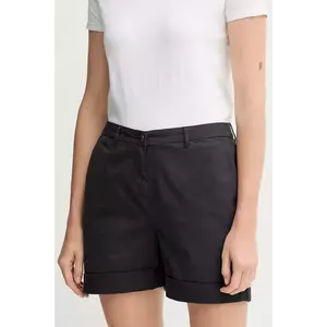 Barbour pantaloni scurți femei, culoarea negru, uni, high waist, LST0022NY73 imagine
