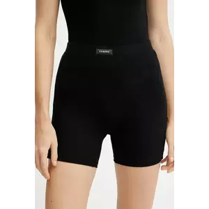La Mania pantaloni scurți femei, culoarea negru, uni, high waist, AGAIN imagine