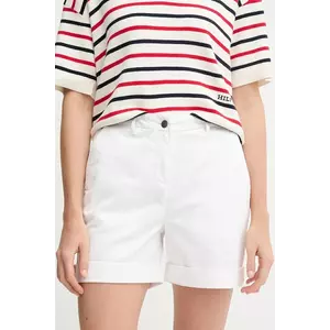 Barbour pantaloni scurți femei, culoarea alb, uni, high waist, LST0022WH11 imagine