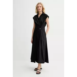 A.P.C. rochie din bumbac robe athena culoarea negru, midi, evazată, COEVD.F35149 imagine