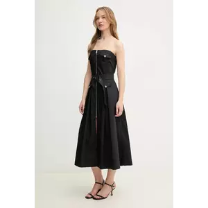 Gaudi rochie din bumbac culoarea negru, midi, evazată, 511FD15017 imagine