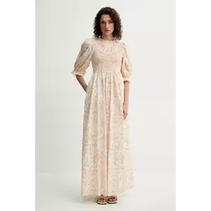 Silvian Heach rochie din bumbac TAABO culoarea bej, maxi, evazată, CVP25033VE imagine