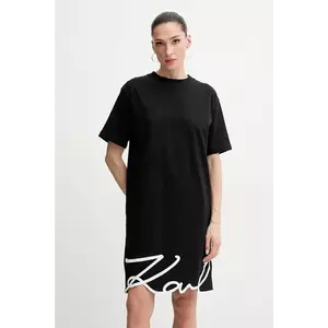 Karl Lagerfeld rochie din bumbac culoarea negru, mini, oversize, A1W13001 imagine