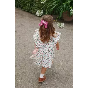 Konges Sløjd rochie fete EVIA BOW DRESS GOTS culoarea bej, mini, evazată, KS103055 imagine