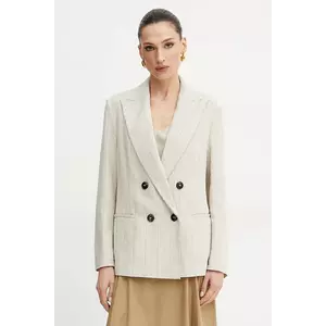 MAX&Co. sacou din amestec de in culoarea bej, cu doua randuri de nasturi, cu imprimeu, 2516041094200 imagine