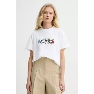 A.P.C. tricou din bumbac t-shirt auguste - GOTS femei, culoarea alb, COBQX.M26497 imagine