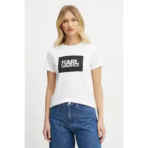 Karl Lagerfeld tricou din bumbac femei, culoarea alb, ASW17010 imagine