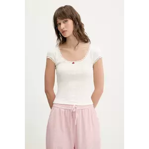 Tommy Jeans tricou din bumbac femei, culoarea alb, DW0DW20621 imagine