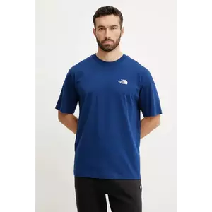 The North Face tricou din bumbac Essential barbati, culoarea bleumarin, uni, NF0A87NRD1R1 imagine