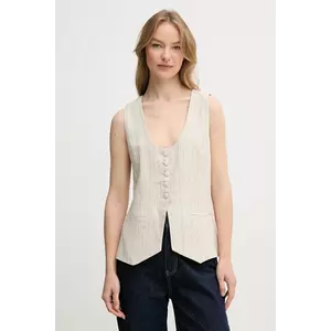 Hoss Intropia vestă cu amestec de in culoarea bej, un singur rand de nasturi, 5479196 imagine