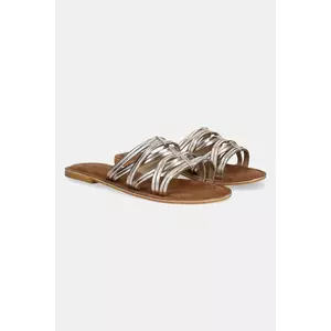 Answear Lab slapi de piele femei, culoarea auriu imagine