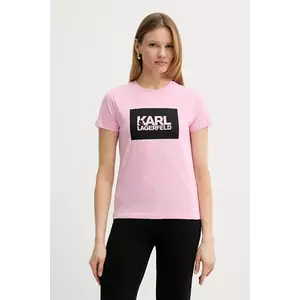 Karl Lagerfeld tricou din bumbac femei, culoarea roz, ASW17010 imagine