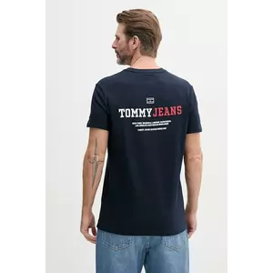 Tommy Jeans tricou din bumbac bărbați, culoarea bleumarin, cu imprimeu, DM0DM20815 imagine