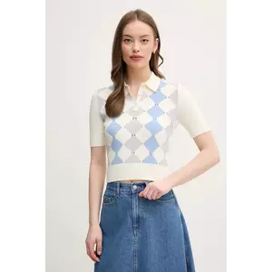 United Colors of Benetton tricou polo femei, culoarea bej, 124ME3019 imagine