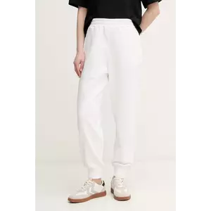 United Colors of Benetton pantaloni de trening din bumbac femei, culoarea alb, neted, 3UNIDF01A imagine