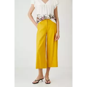 Medicine pantaloni din in culoarea galben, fason culottes, medium waist imagine