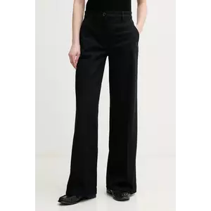 Sisley pantaloni femei, culoarea negru, lat, high waist, 4BYWLE03G imagine