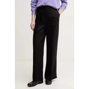 United Colors of Benetton pantaloni femei, culoarea negru, lat, high waist, 4Y09DF08X imagine