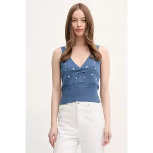 United Colors of Benetton top din bumbac culoarea bleumarin, 10C1EH01A imagine