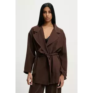 Answear Lab sacou culoarea maro, oversize, neted imagine