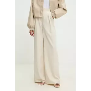 Answear Lab pantaloni femei, culoarea bej, lat, high waist imagine