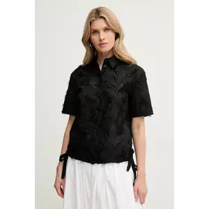 Silvian Heach cămașă din bumbac SEREMA femei, culoarea negru, cu guler clasic, regular, GPP25332CA imagine