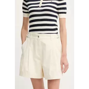 Barbour pantaloni scurți din bumbac Cecile femei, culoarea bej, uni, high waist, LST0019CR31 imagine