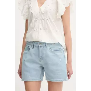 Pepe Jeans pantaloni scurți jeans REGULAR SHORT HW MABLE femei, uni, medium waist, PL801188PG8 imagine