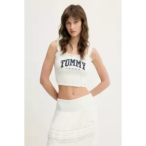 Tommy Jeans top din bumbac culoarea alb, DW0DW20240 imagine