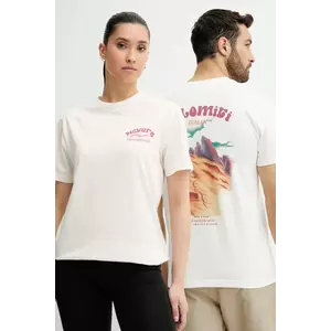 Picture tricou din bumbac D&S Dolomiti culoarea bej, cu imprimeu, MTS1245 imagine