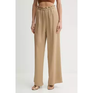 Simona Corsellini pantaloni femei, culoarea bej, lat, high waist, P25CPPA004 imagine