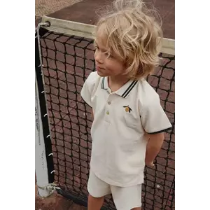Konges Sløjd tricouri polo din bumbac pentru copii FLORIAN POLO SHIRT GOTS culoarea bej, cu imprimeu, KS102412 imagine