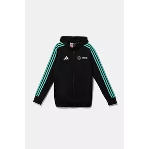 adidas Performance bluză copii MER DNA culoarea negru, cu glugă, cu imprimeu, JV5435 imagine