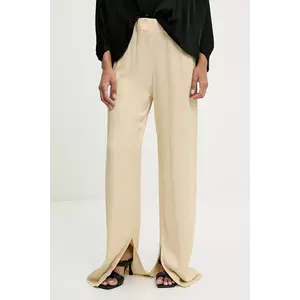 Answear Lab pantaloni femei, culoarea bej, drept, high waist imagine