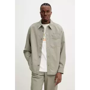 A.P.C. cămașă din bumbac surchemise basile brodee poitrine bărbați, culoarea verde, relaxed, COGBJ.H02918 imagine