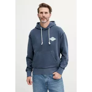 Tommy Jeans hanorac de bumbac bărbați, culoarea bleumarin, cu glugă, cu imprimeu, DM0DM20840 imagine