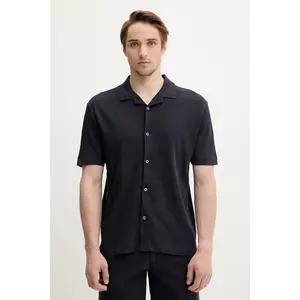 Marc O'Polo cămașă din amestec de in bărbați, culoarea bleumarin, cu guler clasic, regular, 523209153068 imagine