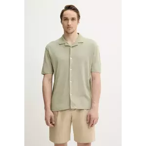 Marc O'Polo cămașă din amestec de in bărbați, culoarea verde, cu guler clasic, regular, 523209153068 imagine