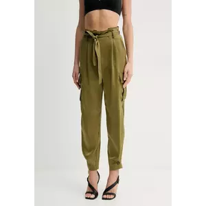 Simona Corsellini pantaloni femei, culoarea verde, fason chinos, high waist, P25CPPA020 imagine