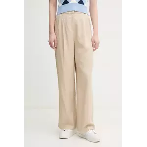 United Colors of Benetton pantaloni femei, culoarea bej, lat, high waist, 4Y09DF08X imagine