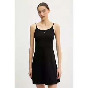 Tommy Jeans rochie culoarea negru, mini, evazată, DW0DW21354 imagine