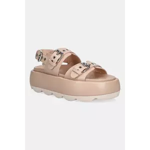 AGL sandale de piele Gwendoline Sporty femei, culoarea bej, cu platforma, D690008PHSOFTY0551 imagine