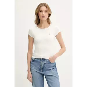 Tommy Jeans tricou femei, culoarea alb, DW0DW20623 imagine