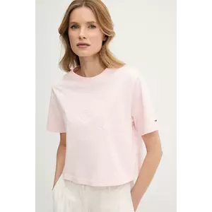 Tommy Jeans tricou din bumbac culoarea roz, DW0DW20326 imagine